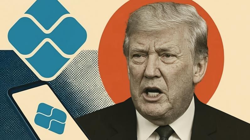 Ilustração gráfica de Donald Trump com o logo do Pix