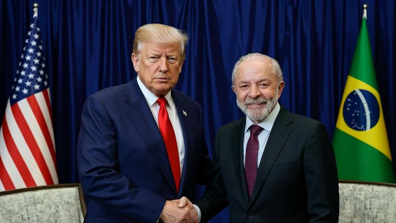 Presidente da República, Luiz Inácio Lula da Silva, durante Encontro com o Presidente dos Estados Unidos, Donald Trump, durante o 47ª Cúpula da Associação de Nações do Sudeste Asiático - ASEAN em Kuala Lampur, Malásia. — Foto: Ricardo Stuckert/Presidência da República