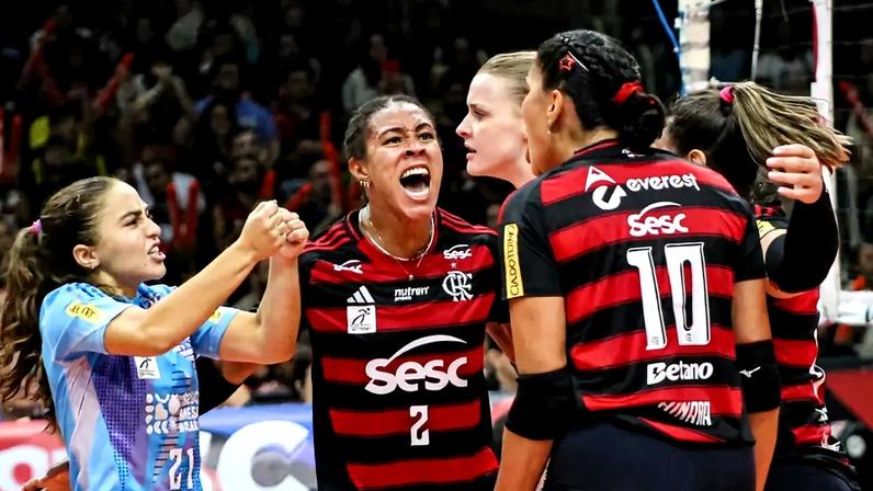 Sesc RJ Flamengo comemora ponto em vitória sobre o Sesi Bauru no returno da Superliga Feminina 25/26 (Foto: Julliana Nascimento/ CRF)