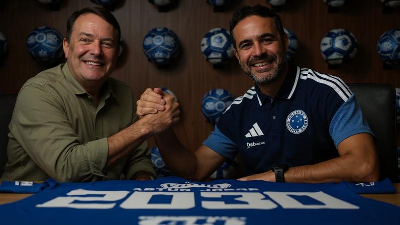 Renovação do técnico Artur Jorge, na Toca 2 (Foto: Gustavo Aleixo/Cruzeiro)