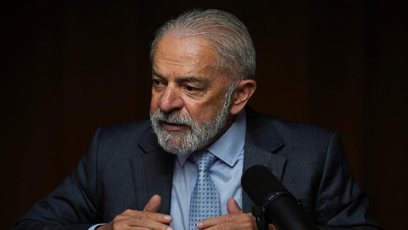 Presidente Luiz Inácio Lula da Silva durante entrevista ao Brasil247, Revista Fórum e DCM, no Palácio do Planalto
