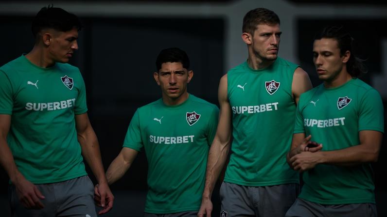 Bernal, Savarino, Castillo e Canobbio no treino do Fluminense (Foto: Marcelo Gonçalves/ Fluminense FC)