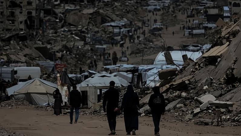 Destroyed buildings in Gaza.