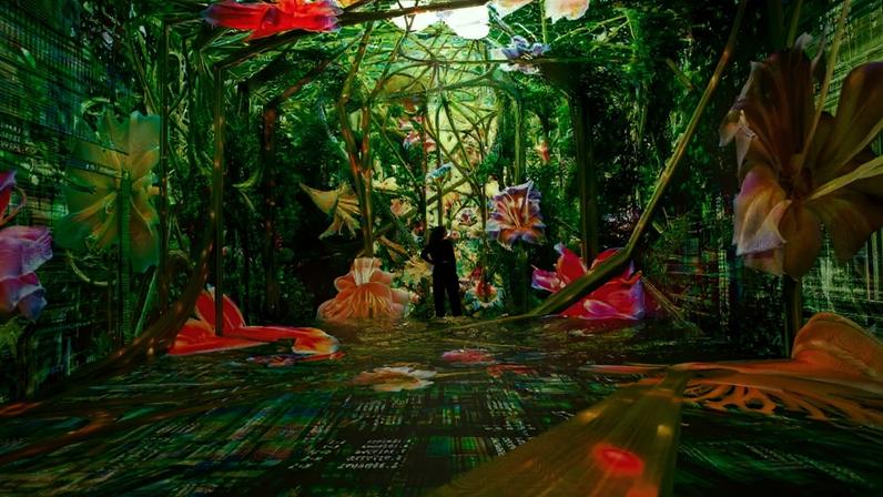 Refik Anadol Studio, *Machine Dreams: Rainforest*, 2006, at Dataland, Los Angeles.