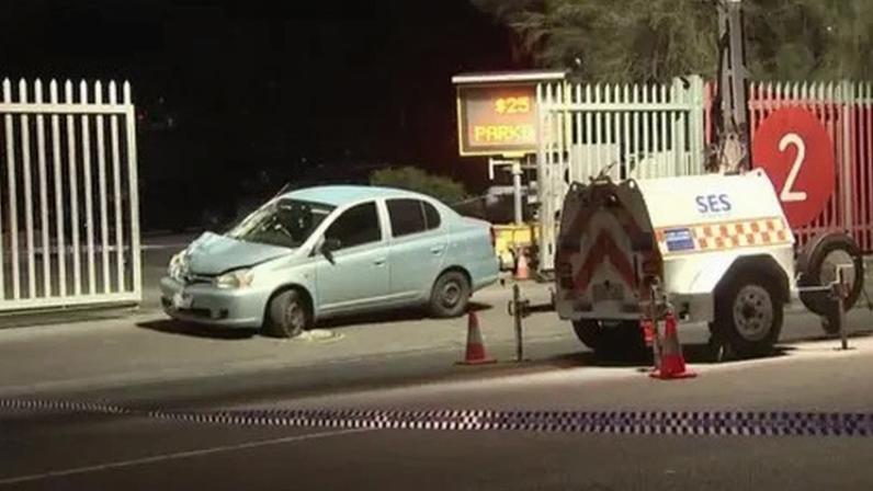 Police have set up a cordon around the car believed to have mounted the kerb
