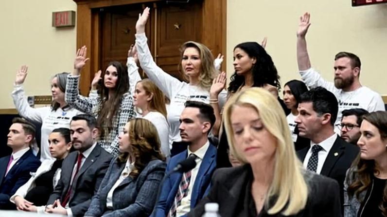 Epstein victims at a House judiciary hearing in Washington in February.