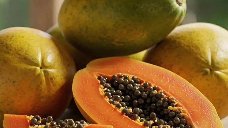 Muito presente nas mesas brasileiras, o mamão agrada pelo sabor suave e pelo alto valor nutricional. Rico em fibras e vitaminas, é um aliado importante da digestão e do bem-estar.