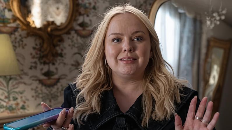 In her ‘stable girl era’ … Nicola Coughlan as Maggie in Big Mood.