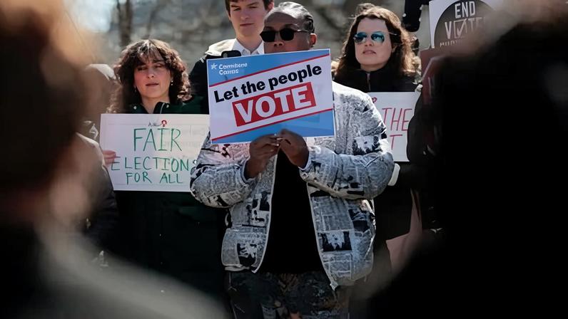 A rally outside the US Capitol on 18 March 2026 in Washington DC.