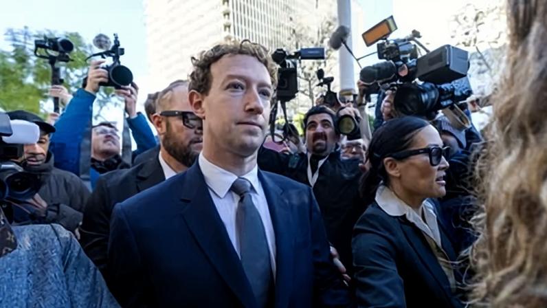 Mark Zuckerberg outside court in Los Angeles in February.