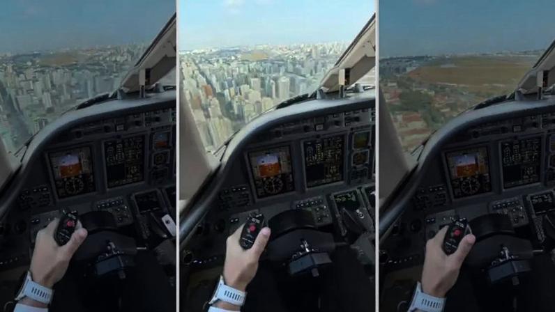 O piloto Rogério Mercaldi registrou o pouso no Aeroporto de Congonhas