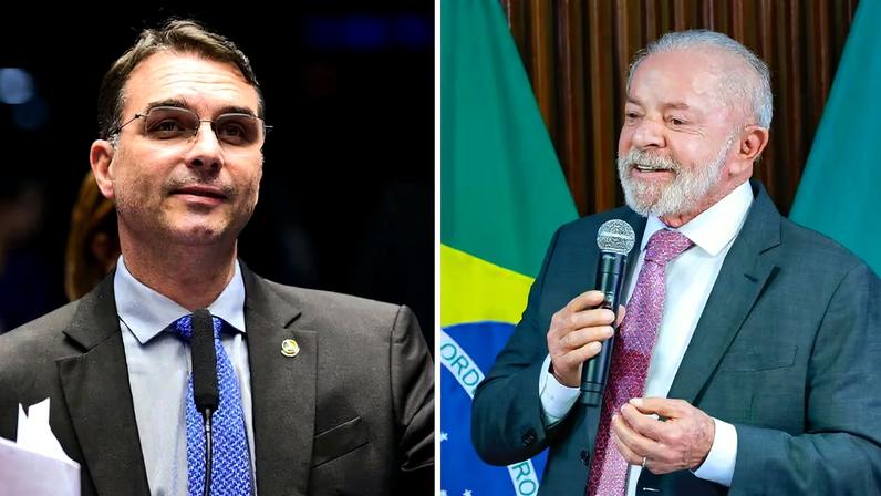 Em março, Flávio e Lula também apareciam em disputa acirrada: com 43% e 46%, respectivamente
