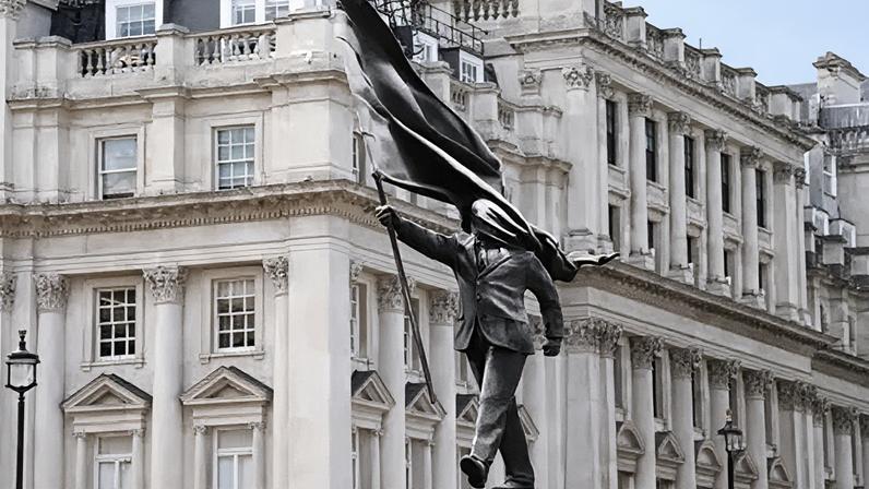 Estátua com assinatura de Banksy aparece em Londres