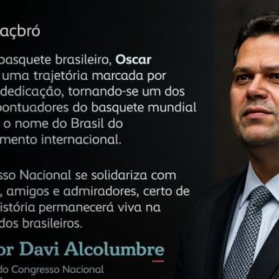 Davi Alcolumbre lamenta a morte de Oscar Schmidt