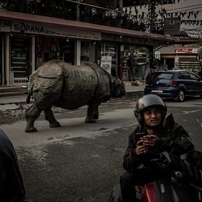 Viver com rinocerontes em Nepal cresce com o aumento da população