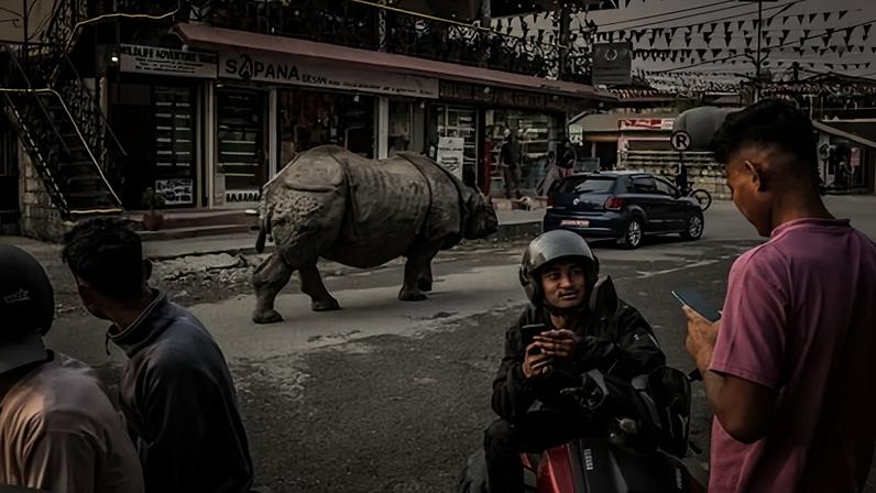 Viver com rinocerontes em Nepal cresce com o aumento da população