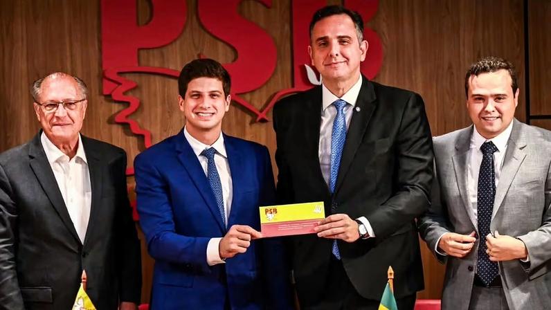 Rodrigo Pacheco se filiou ao PSB em cerimônia com João Campos e Geraldo Alckmin