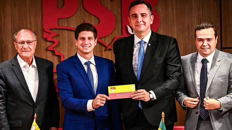 Rodrigo Pacheco se filiou ao PSB, nesta quarta (2), em cerimônia com João Campos e Geraldo Alckmin