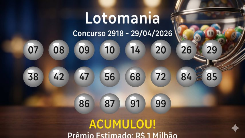 Lotomania: veja os números sorteados no concurso 2918