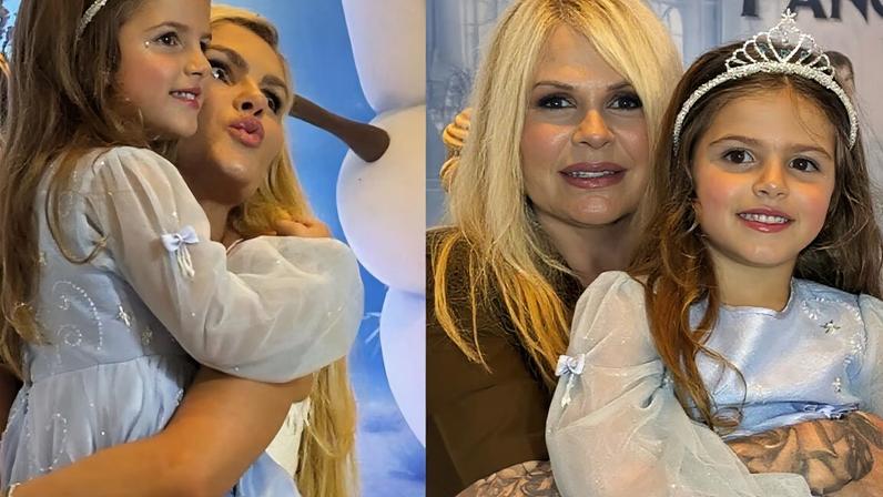 Bárbara Evans celebra os 4 anos da filha com a presença da mãe, Monique Evans