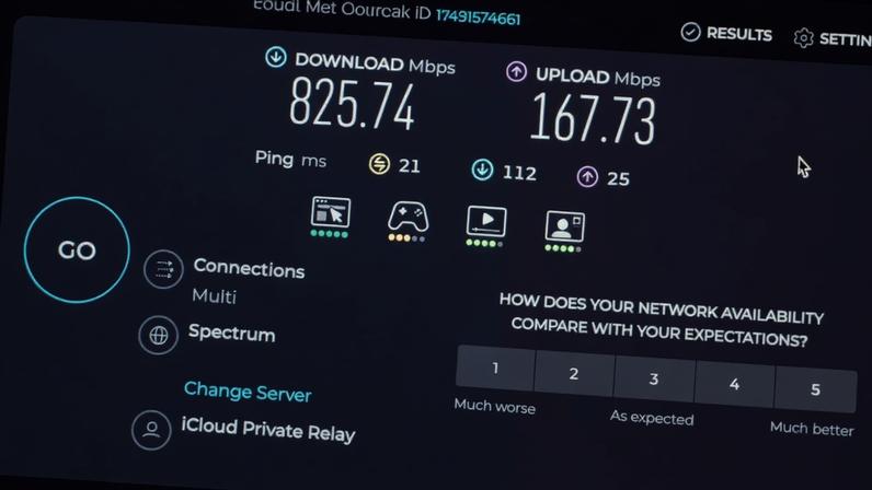 A quick speed test on a Mac and 1 Gbps home internet plan.