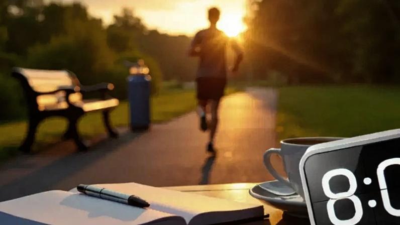 Homem correndo durante o amanhecer