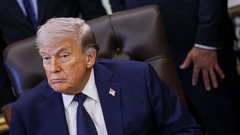 Donald Trump delivers remarks during an event in the Oval Office at the White House in Washington DC, on 23 April 2026.