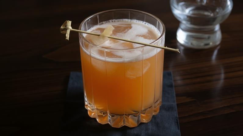 A whisky cocktail at the Laphroaig distillery on Islay in Scotland.