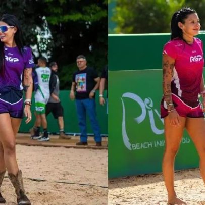 Ana Castela se destaca em torneio de futevôlei com botas na areia