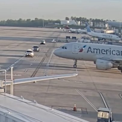 Piloto teve que frear bruscamente para evitar caminhão no aeroporto de Charlotte