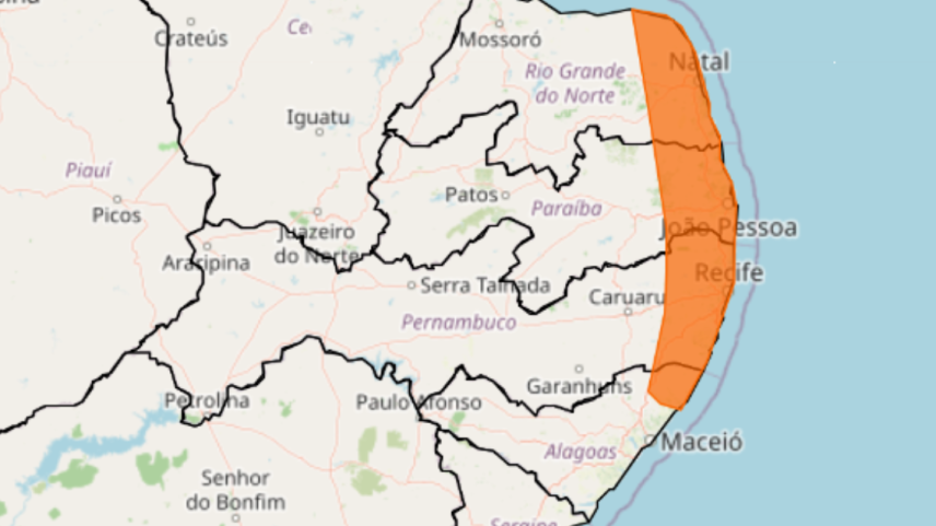 Perigo de chuva em Pernambuco.