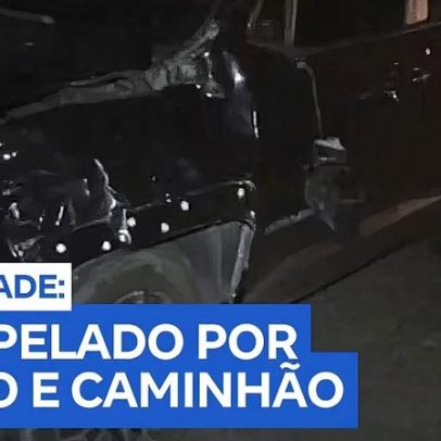 Homem é atropelado por carro e caminhão ao atravessar rodovia