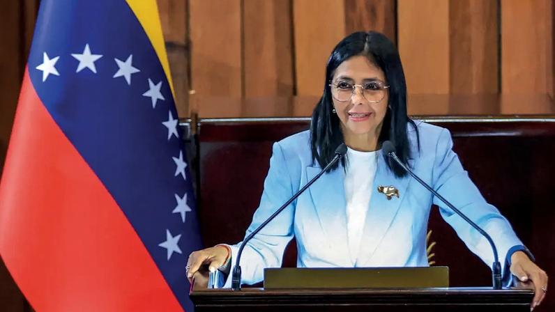 A presidente interina da Venezuela, Delcy Rodríguez