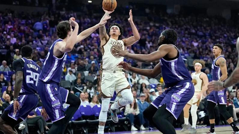 Gui Santos em Golden State Warriors x Sacramento Kings pela NBA 25/26 (Foto: Foto: Thearon W. Henderson/Getty Images)