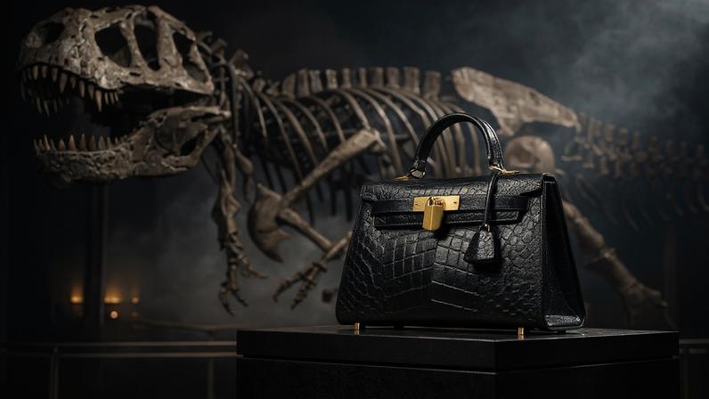 Bolsa de couro de T-Rex criada em laboratório, nova fronteira do luxo