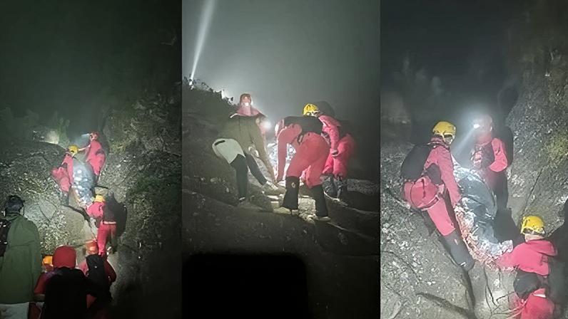 Mulher é resgatada após cair e sofrer fraturas