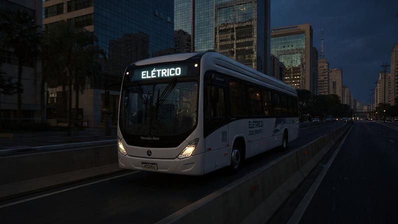 Ônibus elétrico Mercedes-Benz eO500U operando com emissão zero e alta tecnologia nas metrópoles