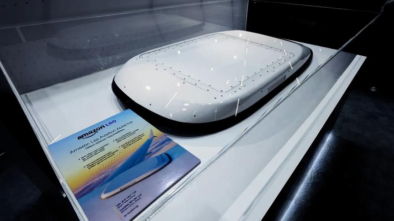 An Amazon Leo Aviation Antenna at the Aircraft Interiors Expo in Hamburg Germany on Tuesday April 14 2026. AIX is a...