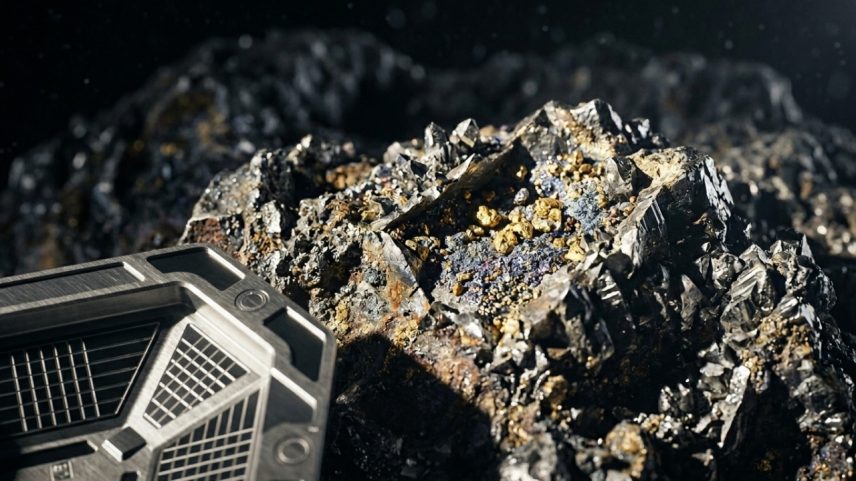 Representação artística do núcleo metálico massivo orbitando o cinturão entre Marte e Júpiter