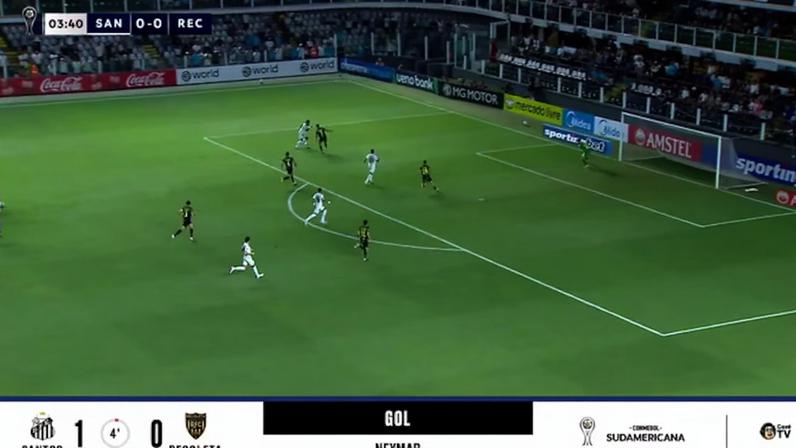 Neymar marca o gol do Santos em empate pela CONMEBOL Sudamericana; veja