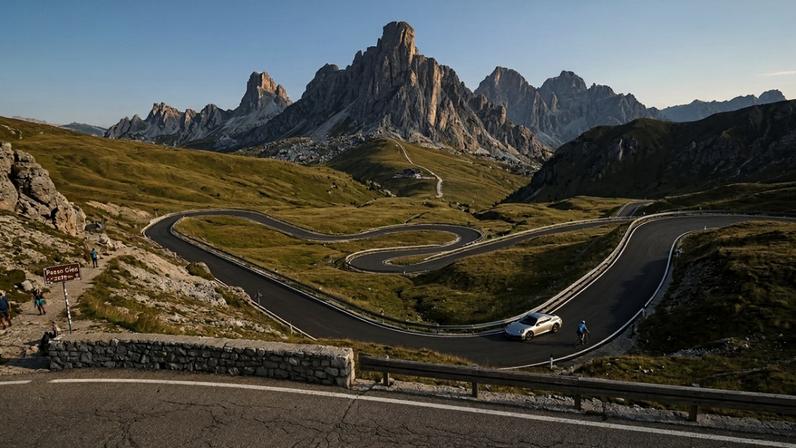 Rota alpina de alta montanha com vinte e nove curvas sinuosas no coração das Dolomitas italianas – Créditos: depositphotos.com / janoka82