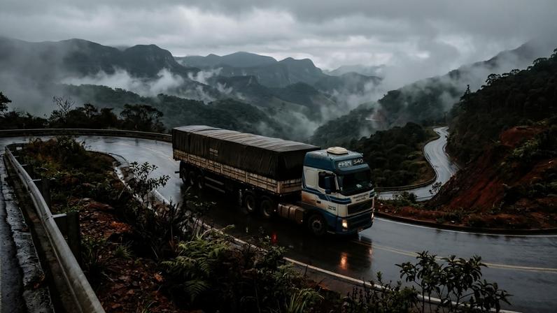 Trecho montanhoso da rodovia mineira com curvas sinuosas que desafiam o transporte de carga pesada – Créditos: depositphotos.com / sidneydealmeida