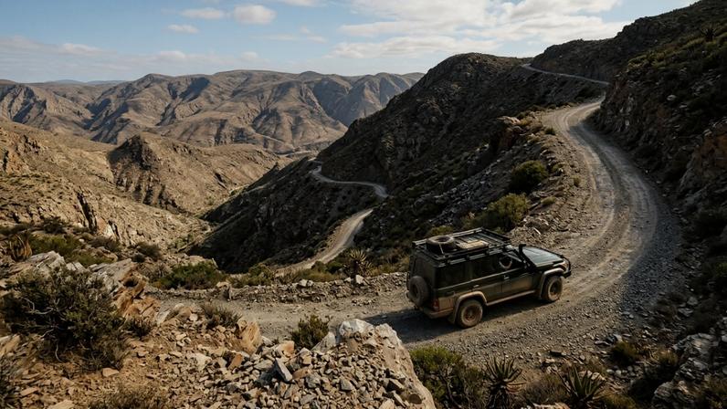 Desafiadora passagem de montanha que integra a isolada rota de duzentos quilômetros na região de Baviaanskloof, na África – Créditos: depositphotos.com / dpreezg