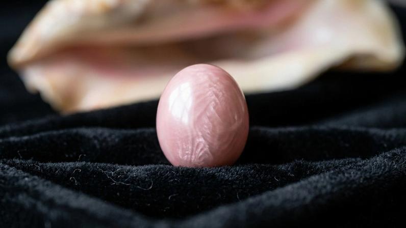 Joia rara nasce em caracóis gigantes; sem nácar, brilha em tom rosa