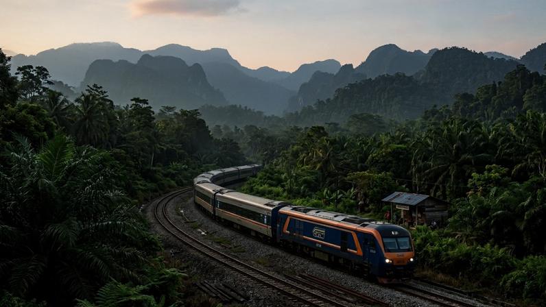 O trem que atravessa a selva tropical da Tailândia até as portas de Cingapura passa por paisagens que parecem saídas de um filme
