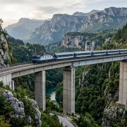 Ferrovia dos Bálcãs atravessa 254 túneis e abismos de 200 m