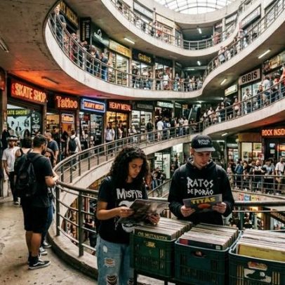 Galeria de 1963, com 450 lojas em 6 andares, marco da cultura urbana de SP