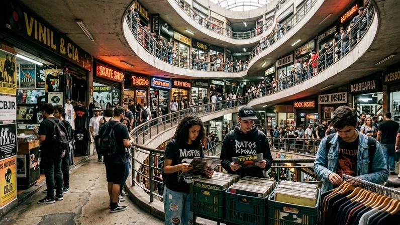 Galeria de 1963, com 450 lojas em 6 andares, marco da cultura urbana de SP