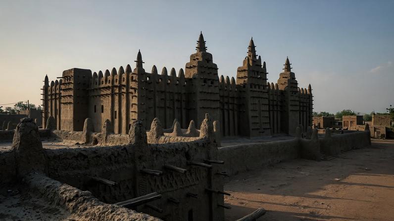 Edifício de barro milenar na África requer reboco anual para não derreter