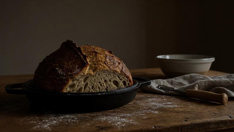 Guia de 24 horas para pão de fermentação natural com crosta dourada